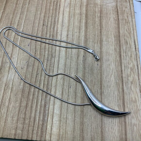 Monet Silver Tone Wave Pendant Chain Necklace - Picture 5 of 5